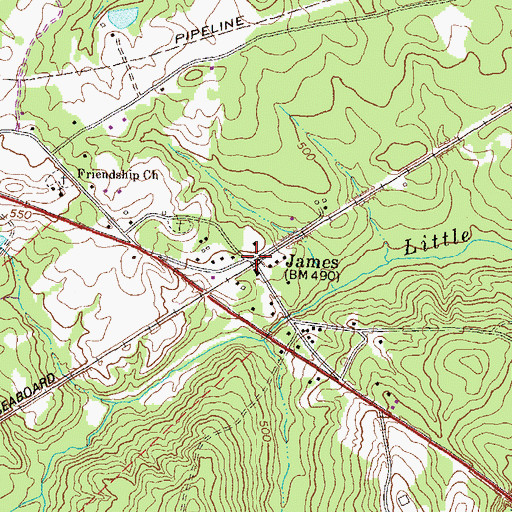 Topographic Map of James, GA