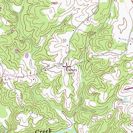Topographic Map of James Cemetery, GA