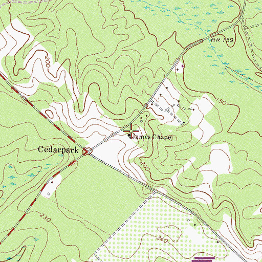 Topographic Map of James Chapel, GA