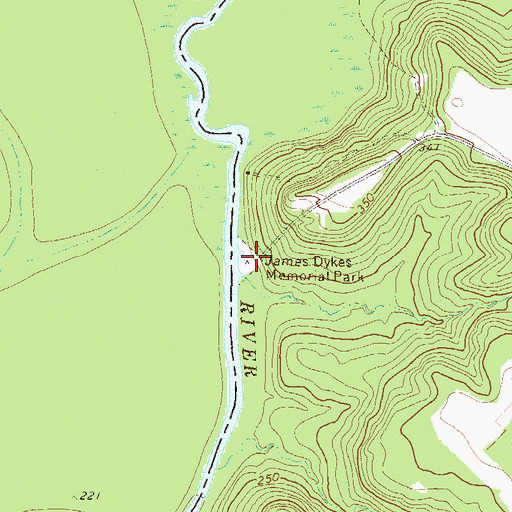Topographic Map of James Dykes Memorial Park, GA