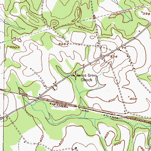 Topographic Map of James Grove Church, GA
