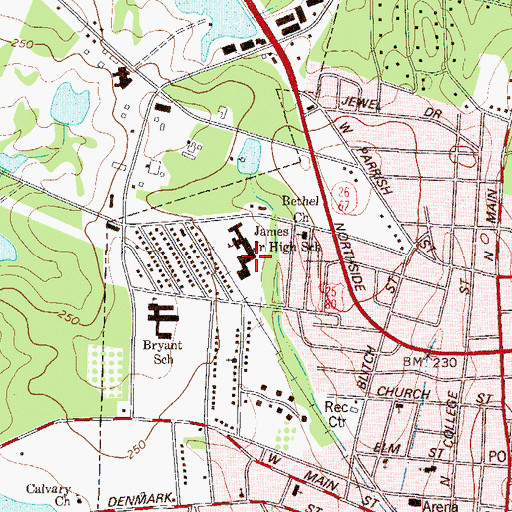 Topographic Map of James Junior High School, GA