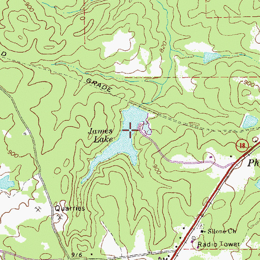 Topographic Map of James Lake, GA