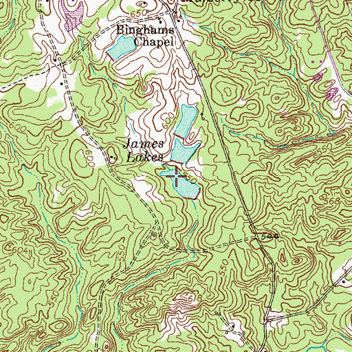 Topographic Map of James Lakes, GA