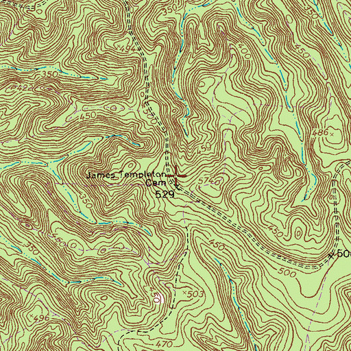 Topographic Map of James Templeton Cemetery, GA