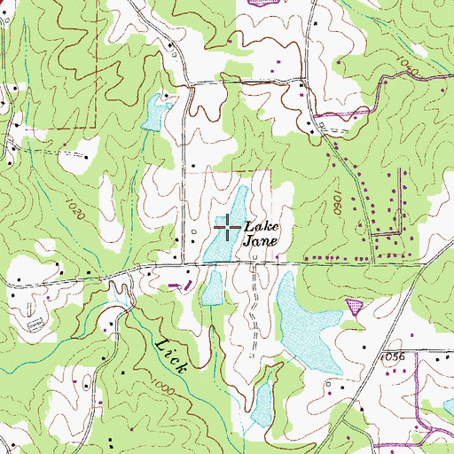 Topographic Map of Lake Jane, GA