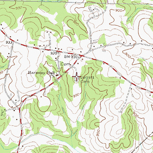 Topographic Map of Jarrett Cemetery, GA