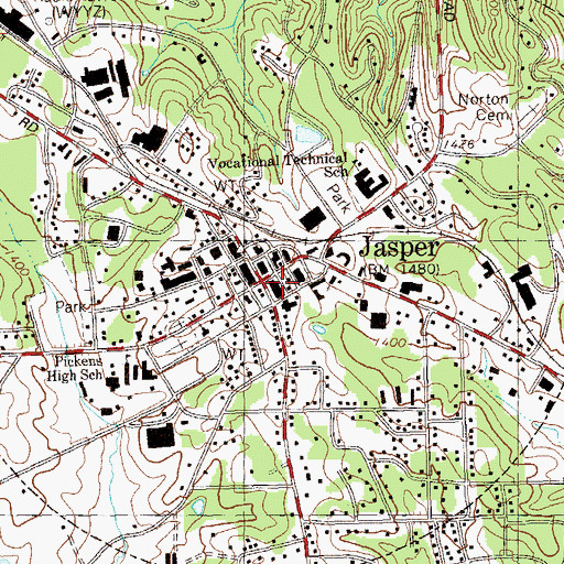 Topographic Map of Jasper, GA