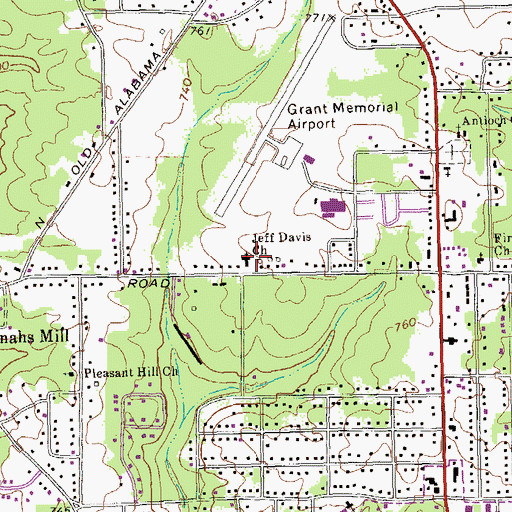 Topographic Map of Jeff Davis Church, GA