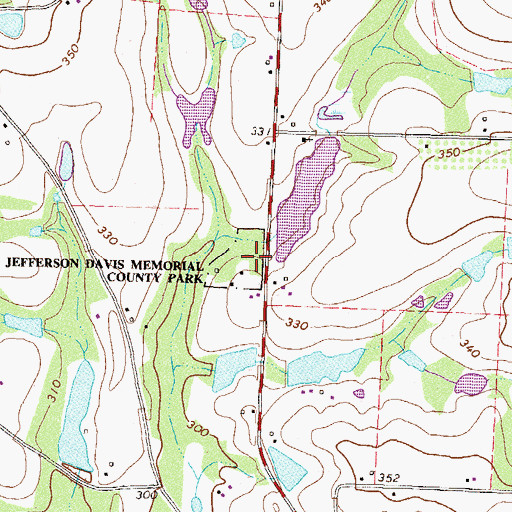 Topographic Map of Jefferson Davis Memorial State Park, GA