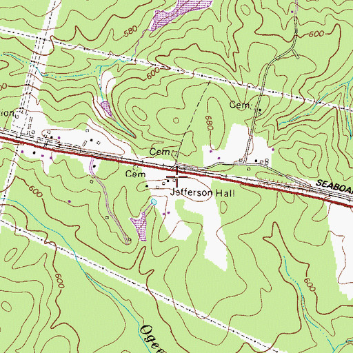 Topographic Map of Jefferson Hall, GA