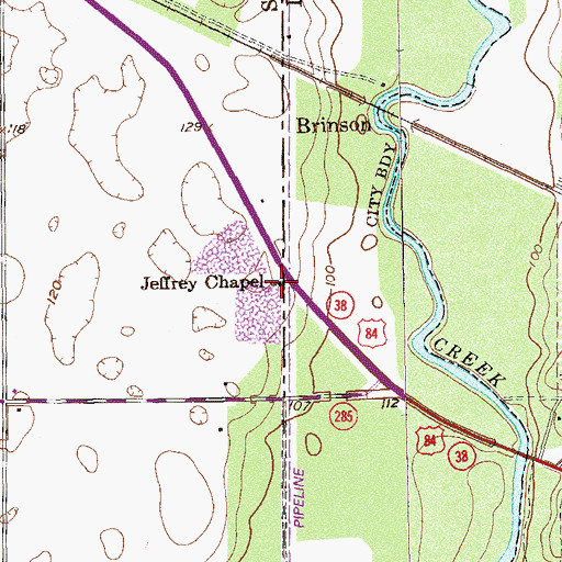 Topographic Map of Jeffrey Chapel, GA