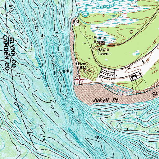 Topographic Map of Jekyll Point, GA