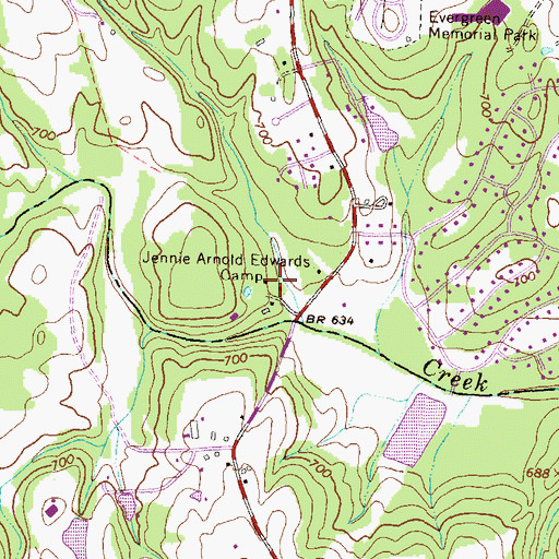 Topographic Map of Jennie Arnold Edwards Camp, GA