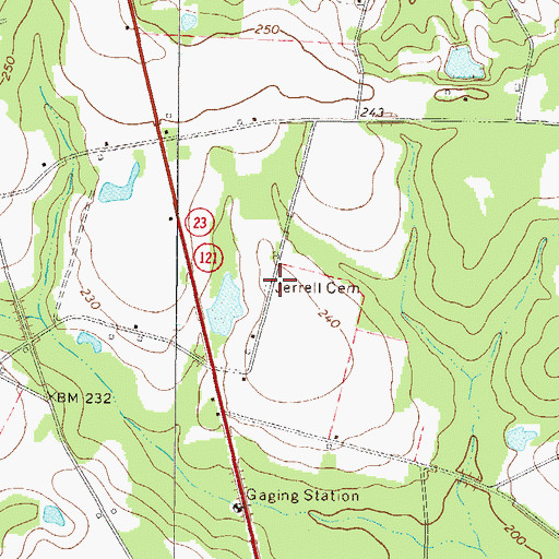 Topographic Map of Jerrell Cemetery, GA