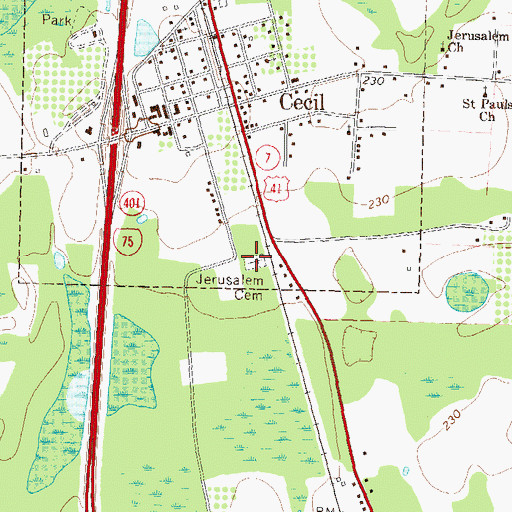 Topographic Map of Jerusalem Cemetery, GA