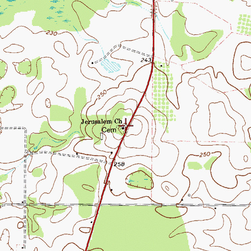 Topographic Map of Jerusalem Church, GA