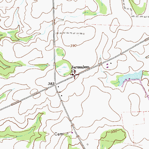 Topographic Map of Jerusalem Church, GA