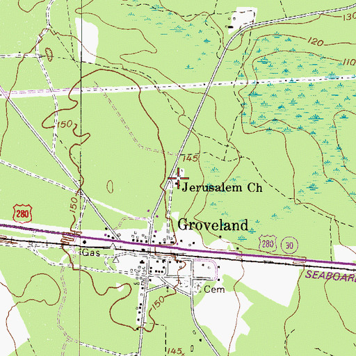 Topographic Map of Jerusalem Church, GA