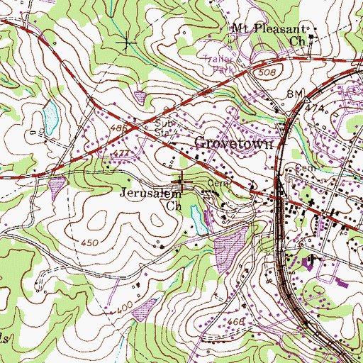 Topographic Map of Jerusalem Church, GA