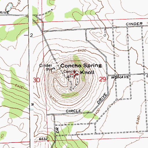 Topographic Map of Concho Spring Knoll, AZ