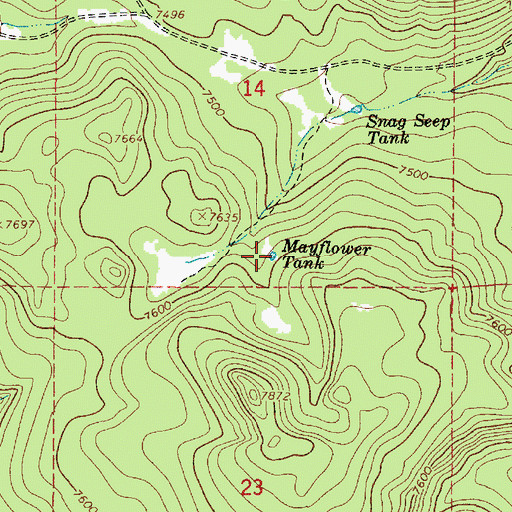 Topographic Map of Mayflower Tank, AZ