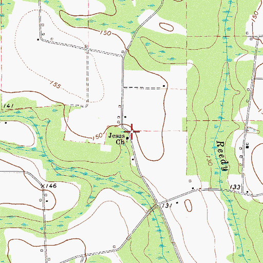 Topographic Map of Jesus Church, GA