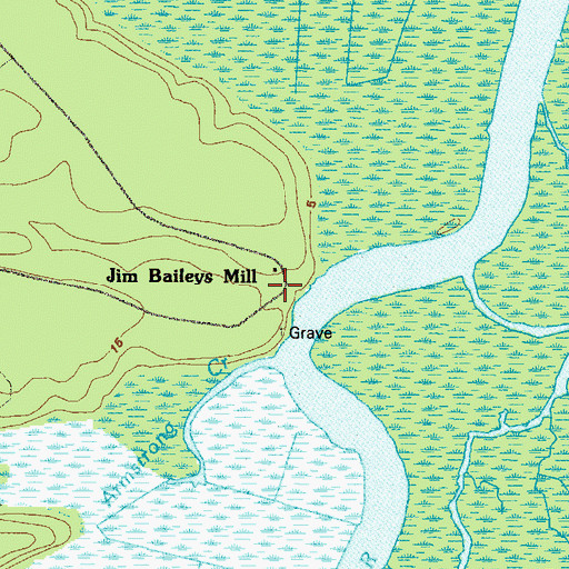 Topographic Map of Jim Baileys Mill, GA