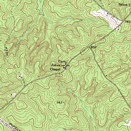 Topographic Map of Jobes Chapel, GA