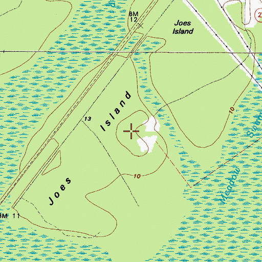 Topographic Map of Joes Island, GA