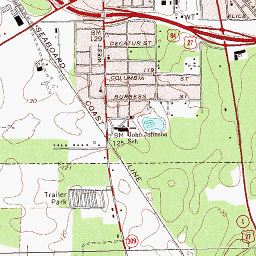 Topographic Map of John Johnson School, GA