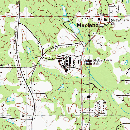Topographic Map of John McEachern School, GA