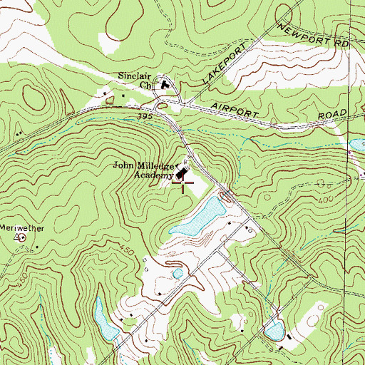 Topographic Map of John Milledge Academy Christian School, GA