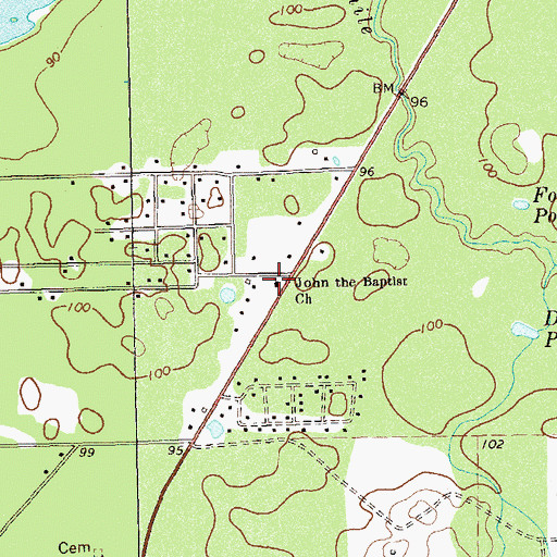 Topographic Map of John the Baptist Church, GA