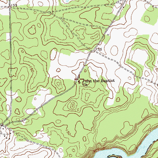 Topographic Map of John the Baptist Church, GA