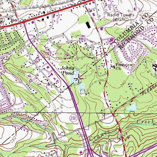 Topographic Map of Johns Pond, GA