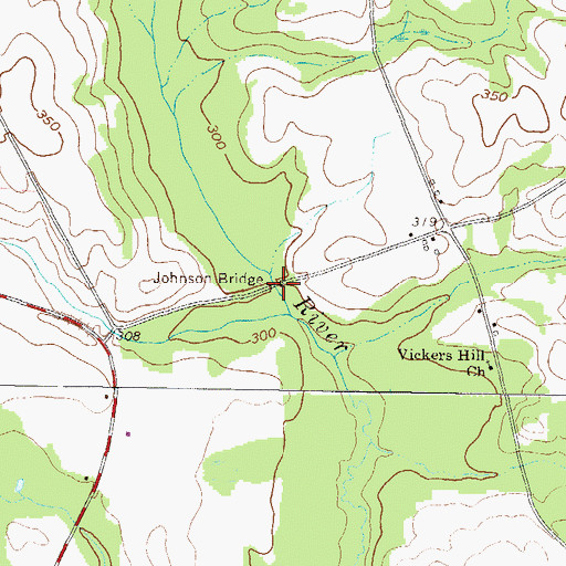 Topographic Map of Johnson Bridge, GA