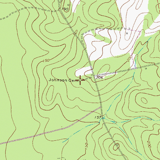 Topographic Map of Johnson Cemetery, GA