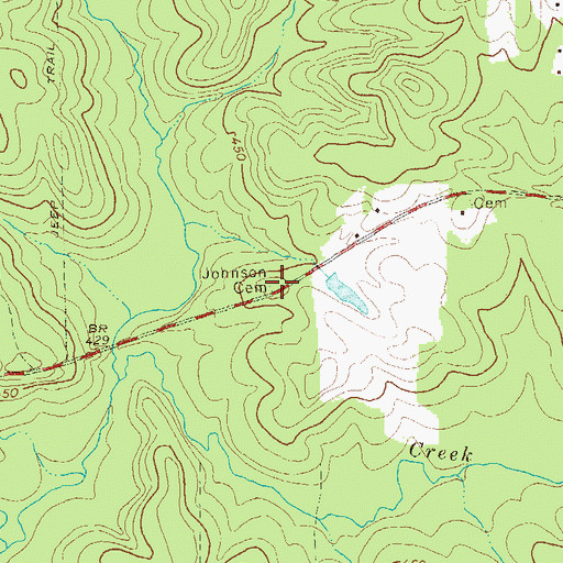 Topographic Map of Johnson Cemetery, GA