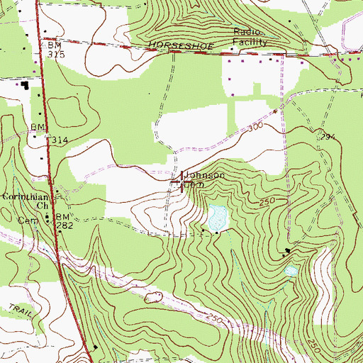 Topographic Map of Johnson Cemetery, GA