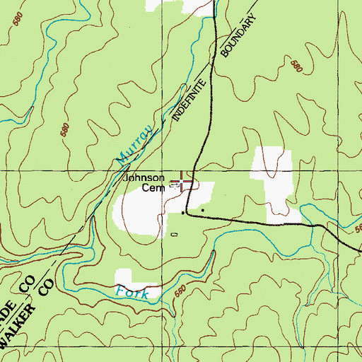 Topographic Map of Johnson Cemetery, GA