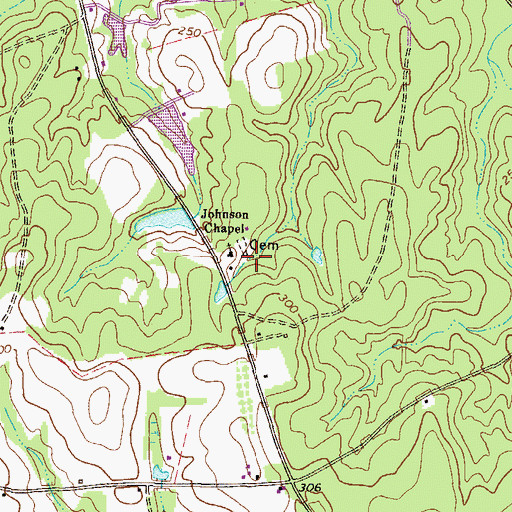 Topographic Map of Johnson Chapel, GA