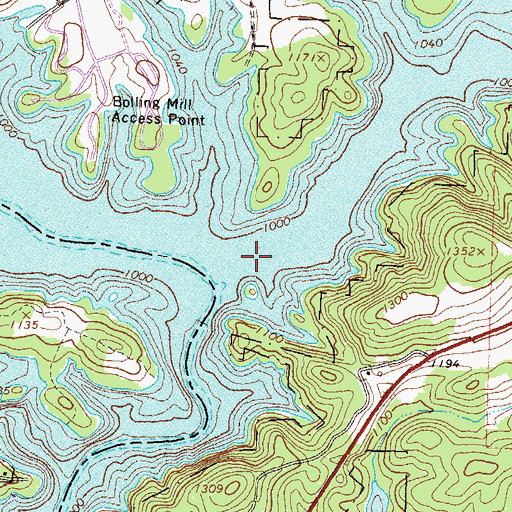 Topographic Map of Johnson Creek, GA