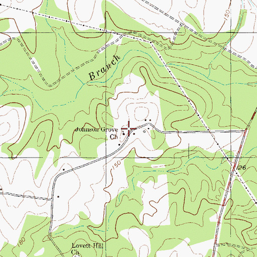 Topographic Map of Johnson Grove Church, GA