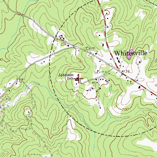 Topographic Map of Johnson School, GA