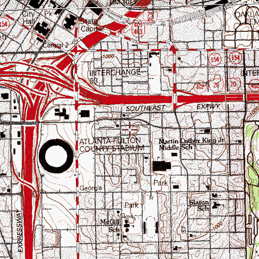 Topographic Map of Johnson School, GA