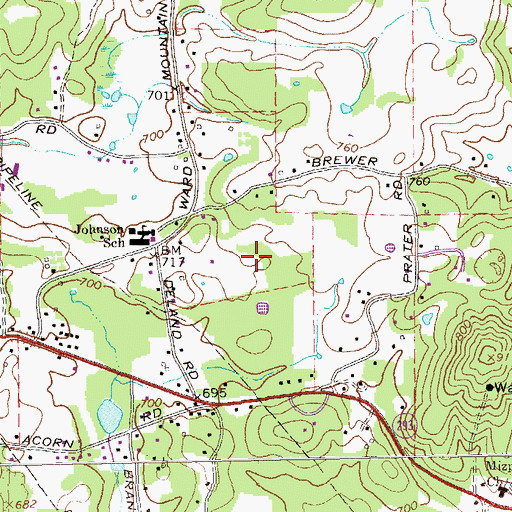 Topographic Map of Johnson Elementary School, GA