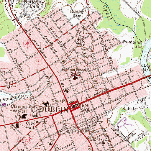 Topographic Map of Johnson Street School, GA