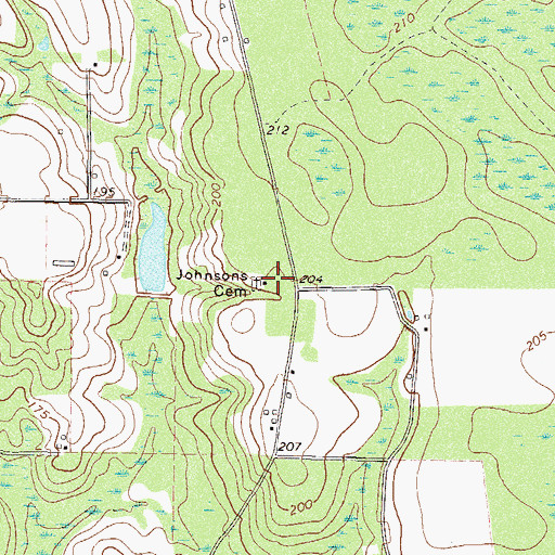 Topographic Map of Johnsons Cemetery, GA