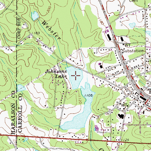 Topographic Map of Johnsons Lake, GA